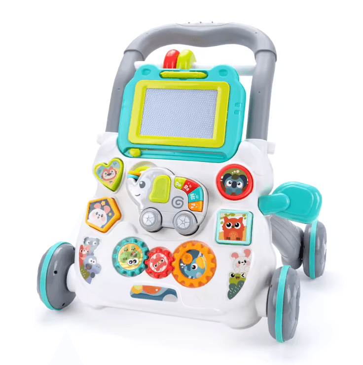 Baby Push Walker with Music & Drawing Board - Multifunction Learning Activity Walker for Toddlers