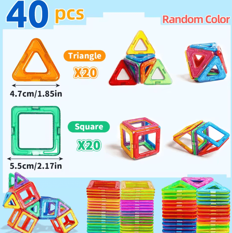Magnetic Building Blocks Set - STEM DIY Construction Toy for Kids Learning & Creativity