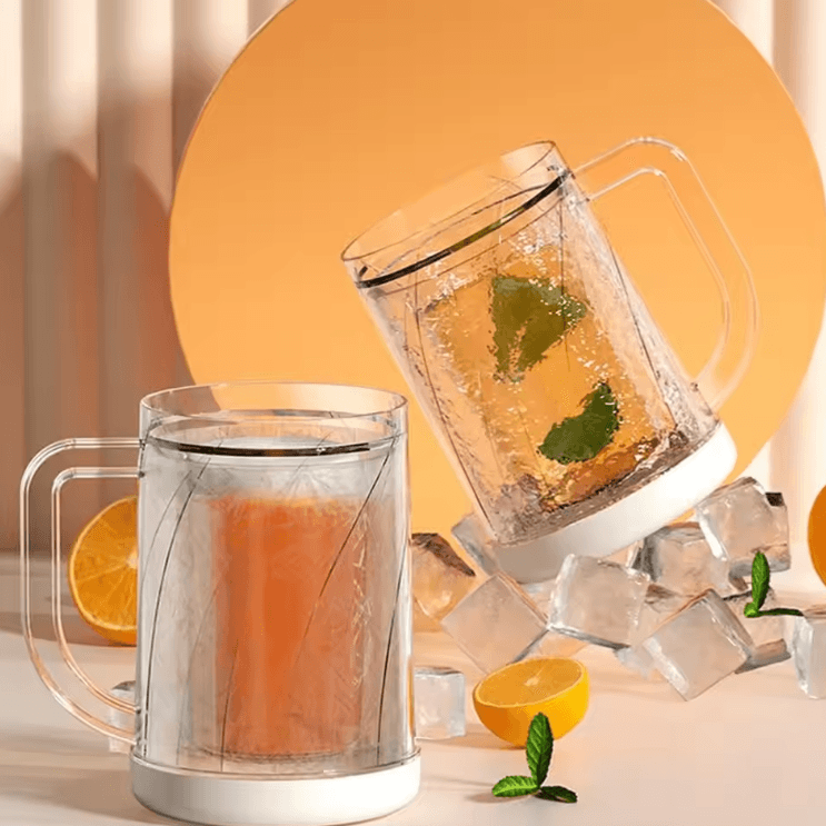Double Wall Freezer Beer Mug - Portable Cooling Cup with Handle for Ice-Cold Drinks