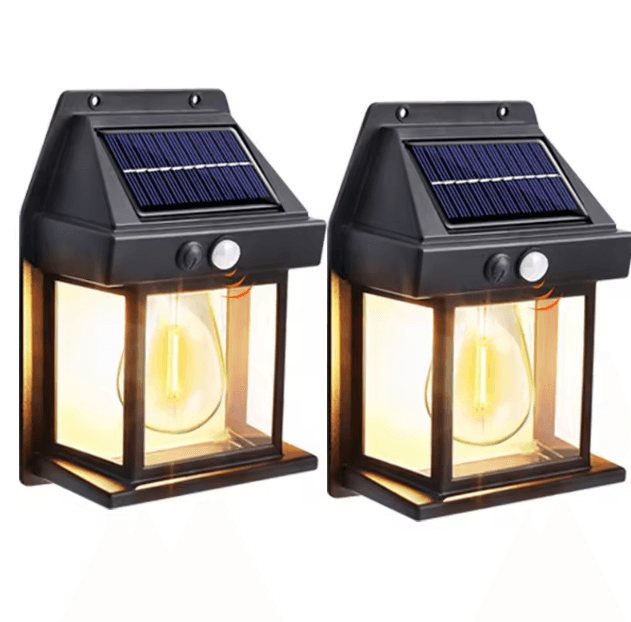 Solar Motion Sensor Wall Light - Waterproof Tungsten Filament Outdoor Lamp