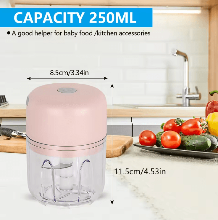 100ml/250ml Portable Electric Garlic Chopper, Wireless Mini Food Processor With Sharp Blade, Battery-Powered Veggie Cho