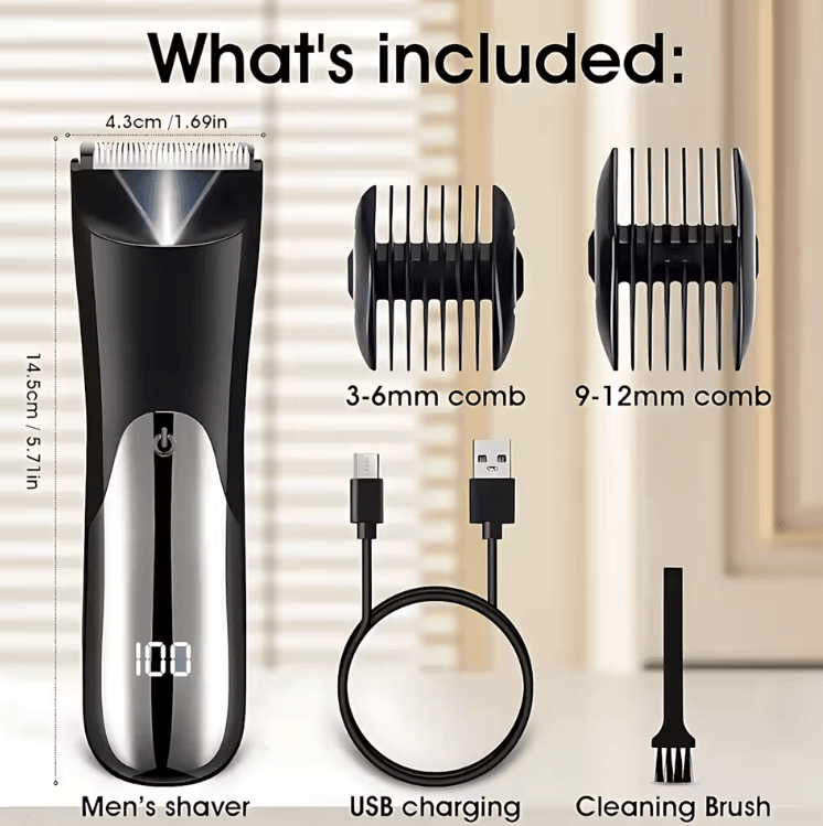 USB Rechargeable Electric Beard Trimmer LCD Display Precision Shaver for Men