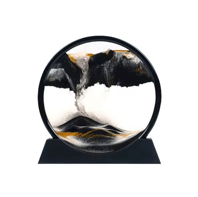3D Moving Sand Art Hourglass Frame - Relaxing Quicksand Desk Decor for Home & Office