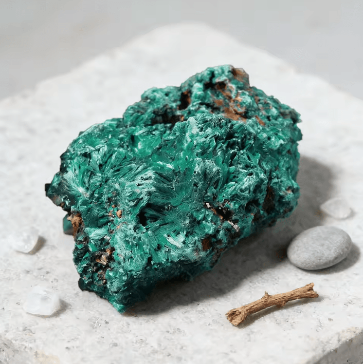 Natural Raw Malachite Crystal - Deep Green Rough Stone for Decor & Energy Display