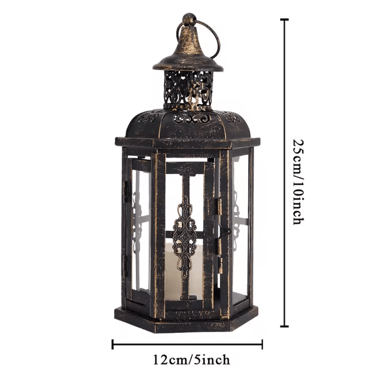 Vintage Nordic Black Iron Candle Lantern - Hanging Aesthetic Candle Holder for Home & Events