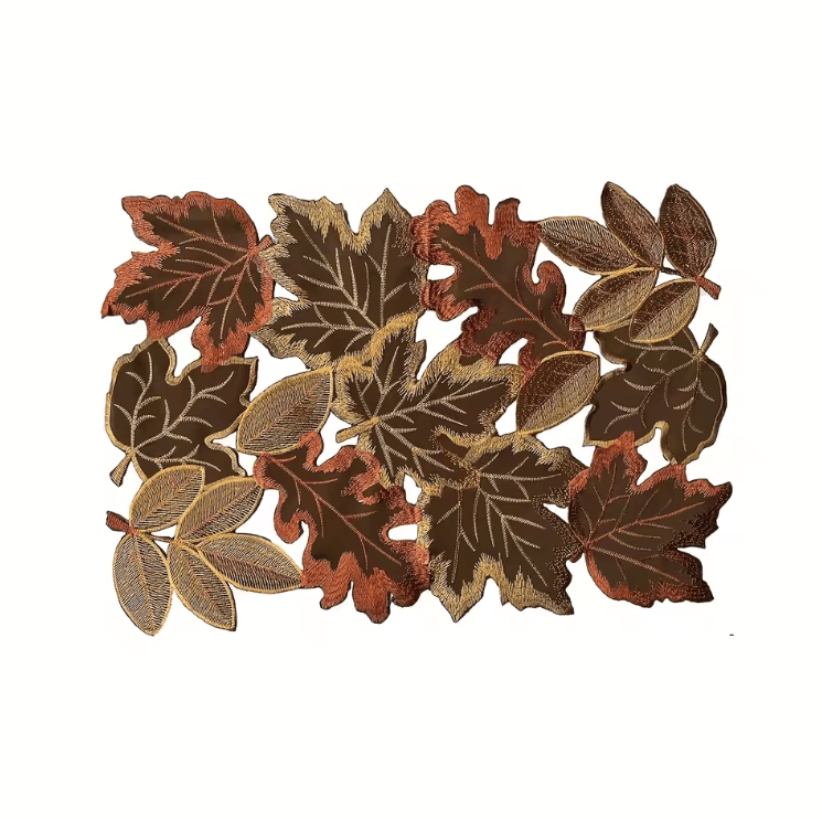 Embroidered Maple Leaf Table Runner - Rustic Farmhouse Fall & Thanksgiving Decor
