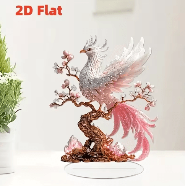 Elegant Crystal Phoenix Statue - Symbolic Desktop & Home Decor Accent