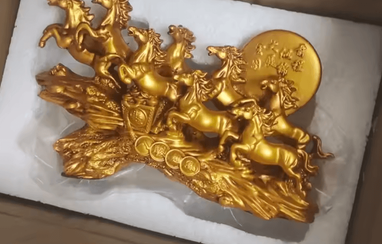 Eight Horses Feng Shui Resin Statue - Lucky Wealth Horse Desk & Home Decor