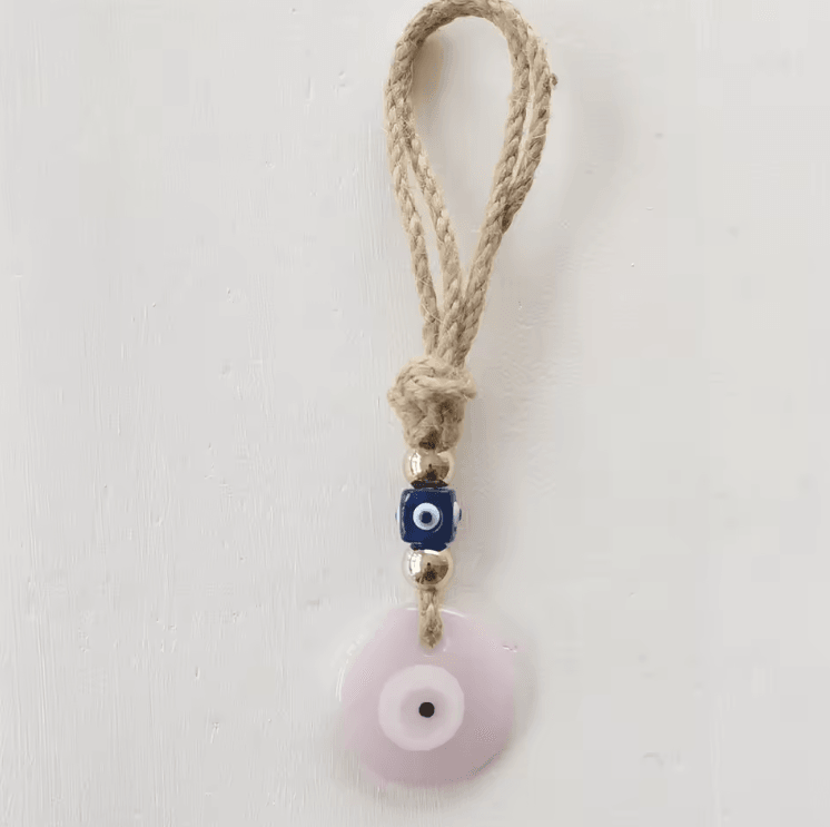 Handcrafted Evil Eye Wall Hanging – Blue Glass Evil Eye Charm Protective Home Decor Pendant