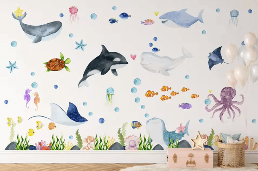 Ocean Animals Wall Stickers – Undersea Nursery Wall Decals for Kids Room