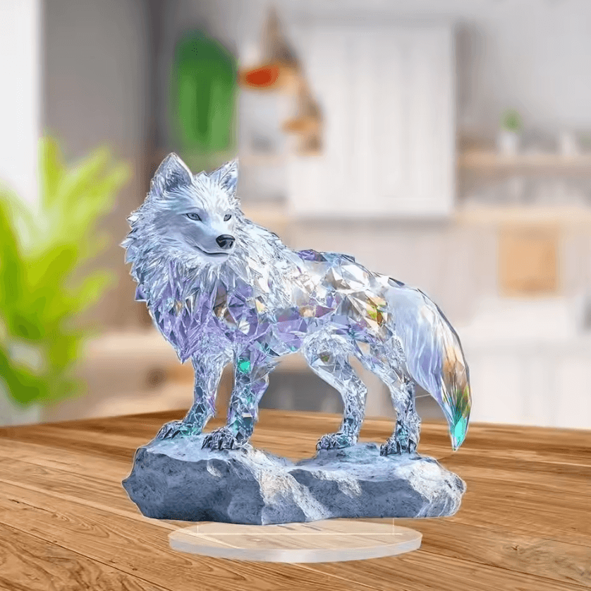 Acrylic Crystal Dragon Figurine - Modern 2D Fantasy Table Decor