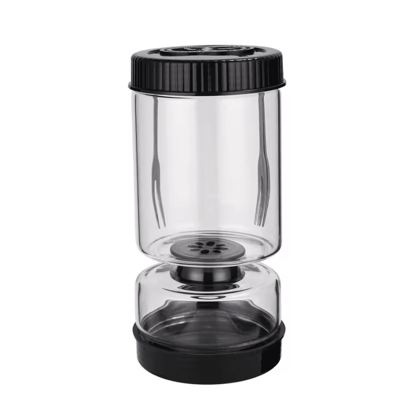 Glass Olive & Pickle Strainer Jar - Airtight Hourglass Flip Storage Container