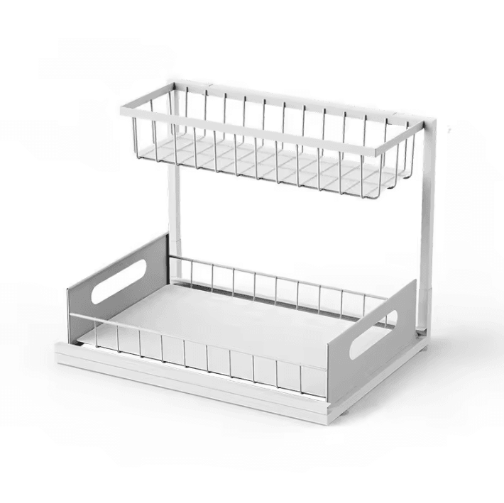 2-Tier Sliding Under Sink Organizer – Pull-Out Cabinet Storage Rack for Kitchen & Bathroom