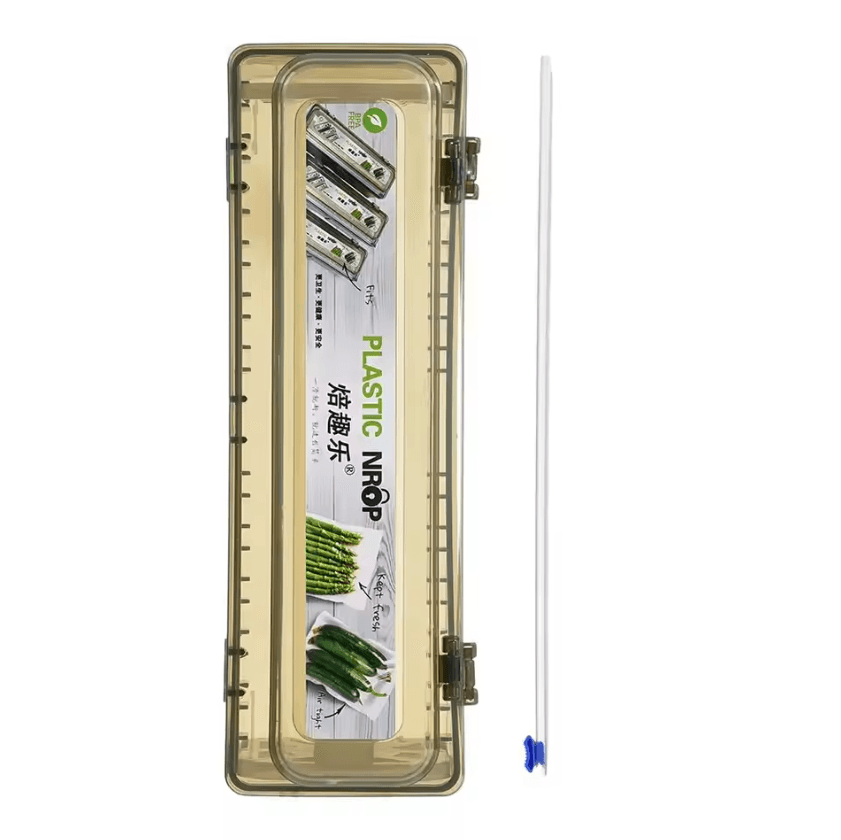 WrapEase Plastic Wrap Dispenser Cutter Plastic Wrap Dispenser Cling Film Cutter Food Wrap Organizer