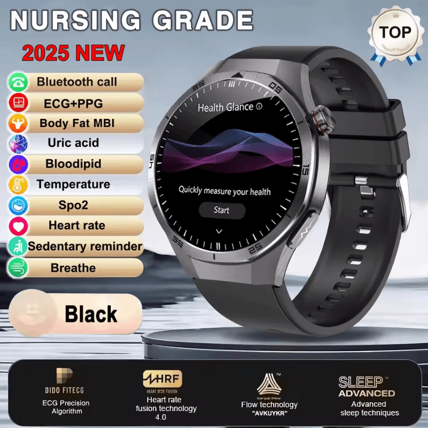 AI ECG PPG Health Smartwatch with Uric Acid, Blood Lipids & Bluetooth Call