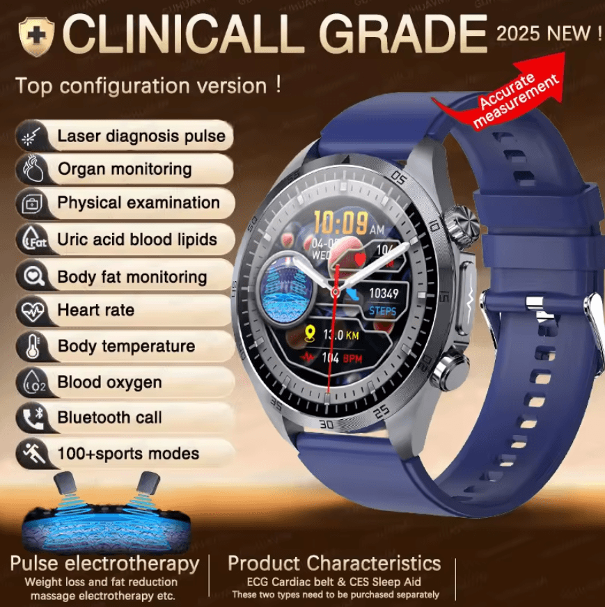 Advanced AI Health Smartwatch with ECG PPG, Uric Acid & Blood Lipid Monitoring