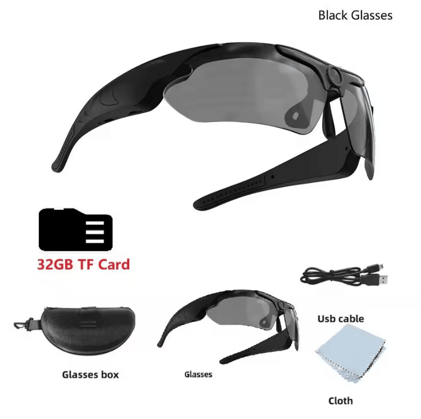 1080P HD Camera Sunglasses Mini POV Video Recording Glasses for Outdoor Sports