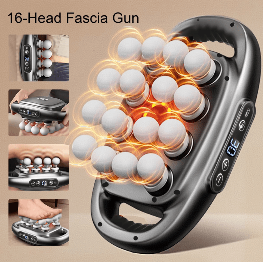 PowerPulse Max electric massage gun set Deep Tissue muscle massage gun 16-Head Full Body Recovery Kit