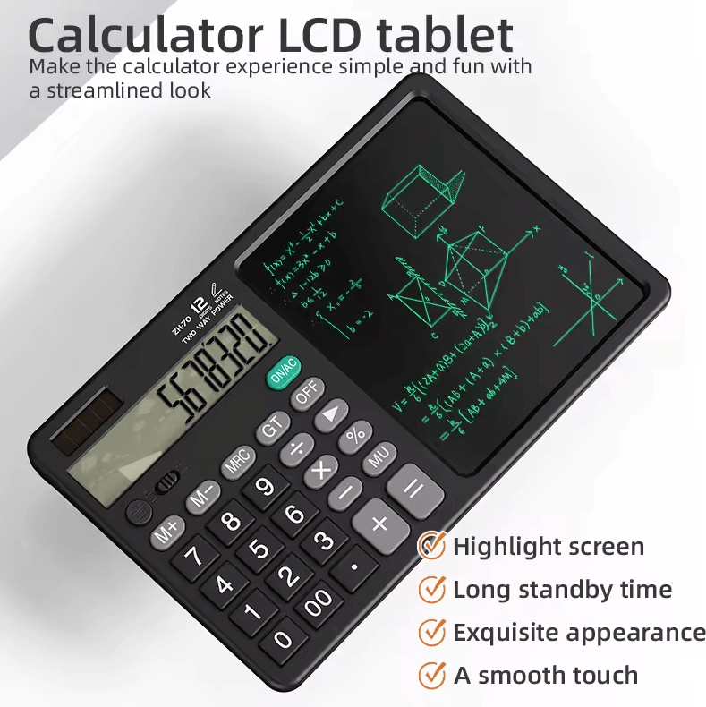 Calculator Iu 2-in-1 Calculator Writing Tablet – Foldable 12-Digit LCD Mem | Inspire ...
