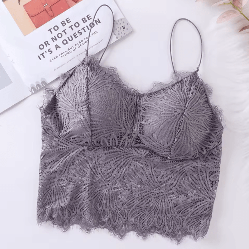 Sexy Lace Crop Top Bustier with Zipper Back – Summer Bralette Tank