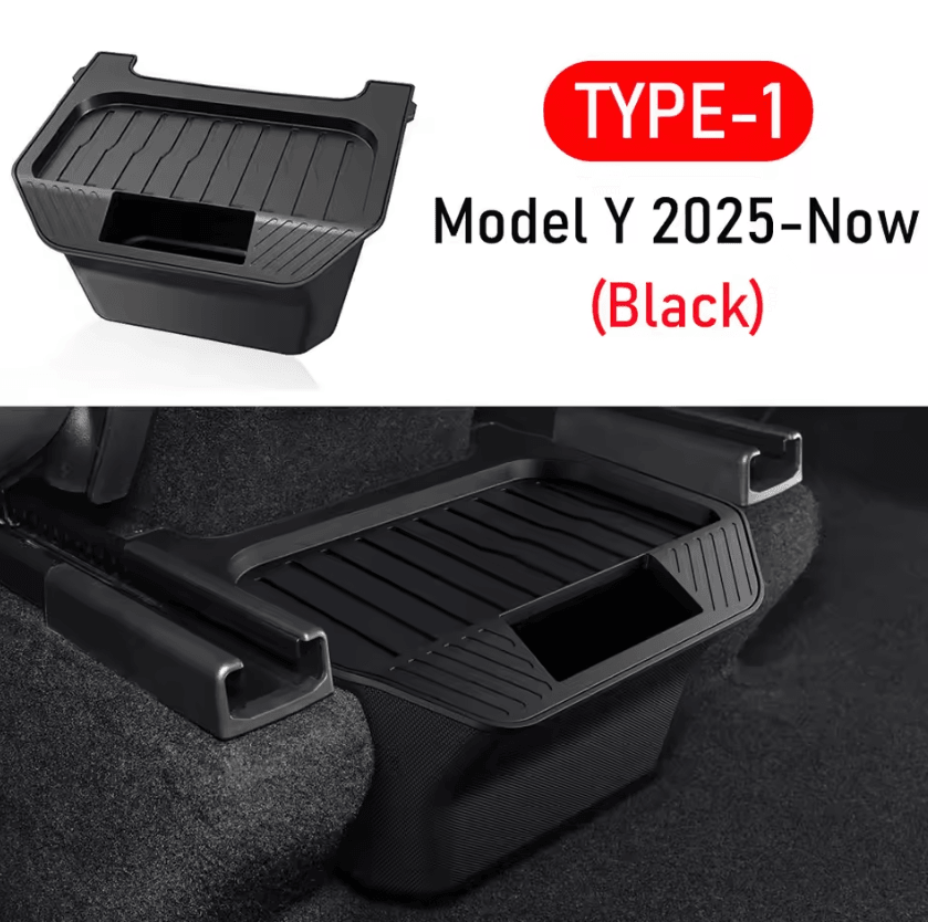 Tesla Model Y Rear Seat Storage Organizer & Trash Bin – Hidden Backseat Console Box for 2025–2026 Juniper