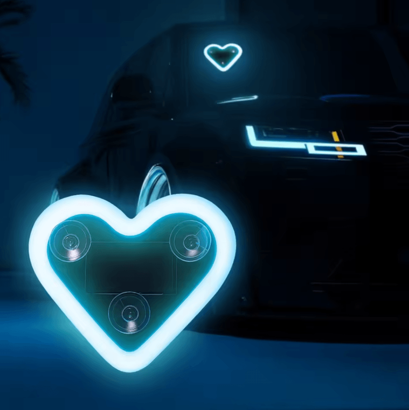 Solar-Powered Heart Shape LED Car Ambient Light USB Rechargeable Romantic Decor