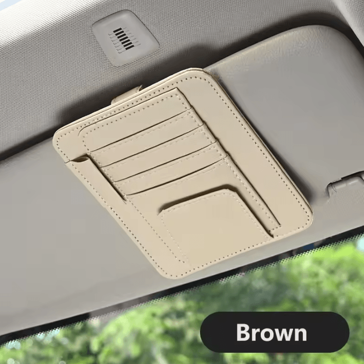 Multi-Function Car Sun Visor Organizer Clip – Glasses Holder, Card & Cash Storage Bag