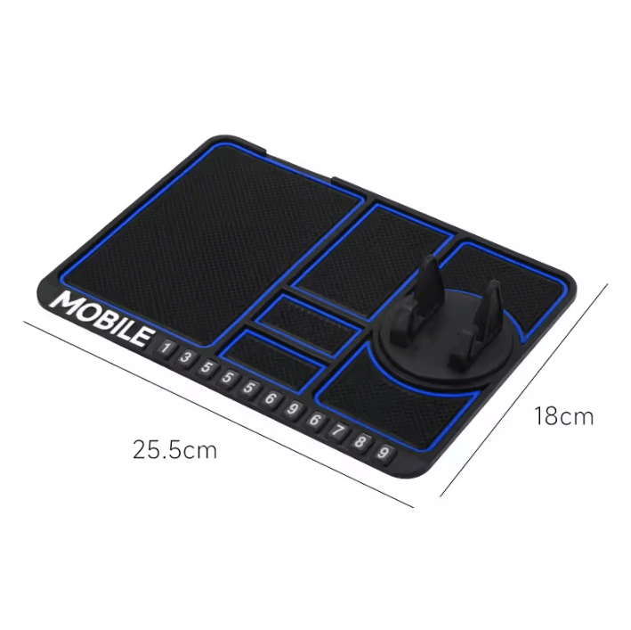 DriveEase Multifunction Car Dashboard Pad with Phone Holder & Parking Number Display
