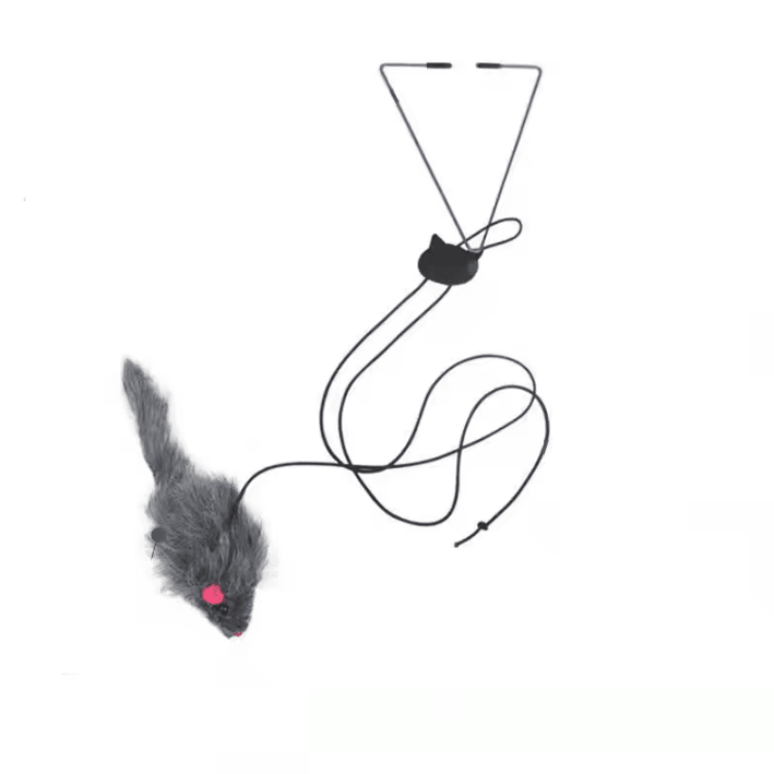 DoorPounce Interactive Hanging Cat Toy with Plush Mouse & Elastic Clip