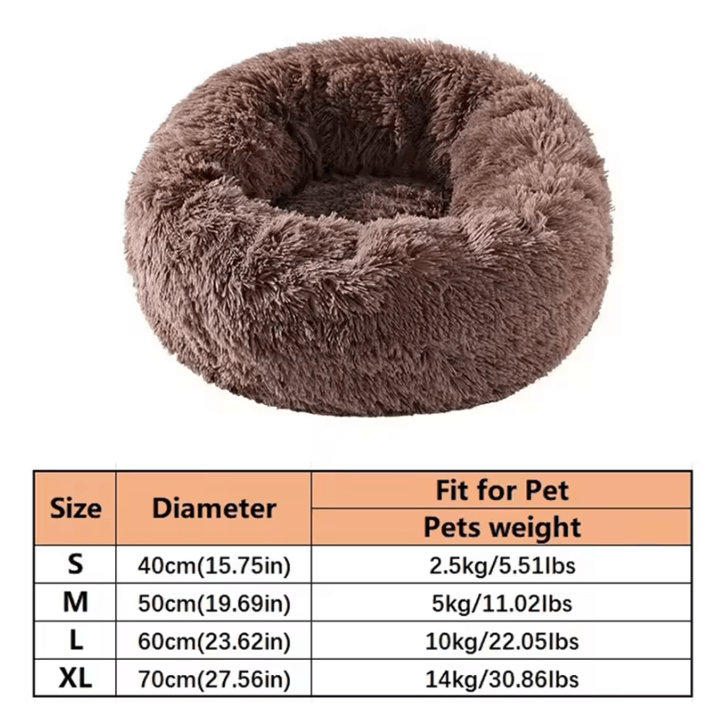 Soft Plush Faux Fur Donut Pet Bed for Cats & Small Dogs
