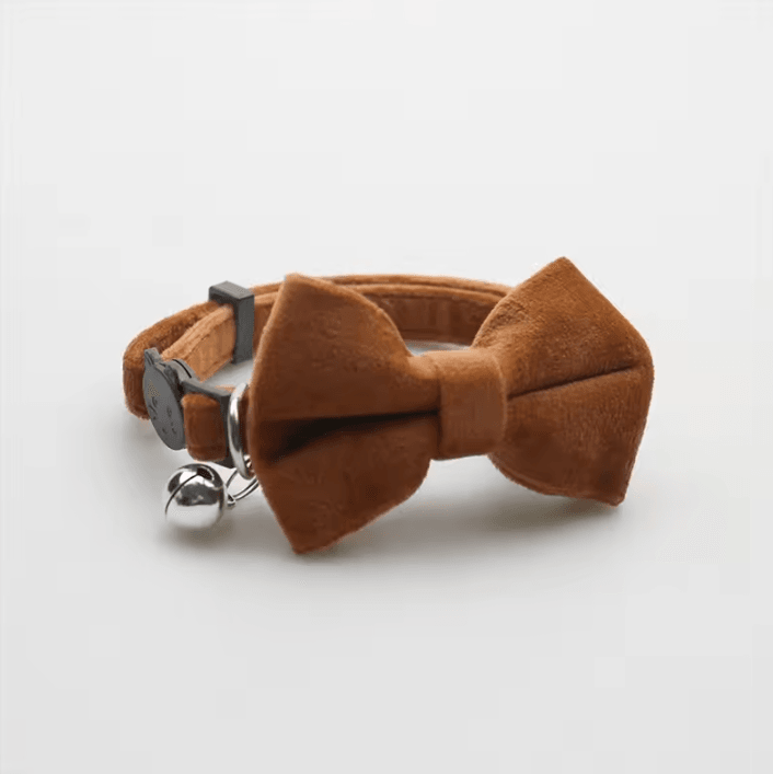 Velvet Cat Collar with Bow Tie & Bell for Cats and Small Dogs