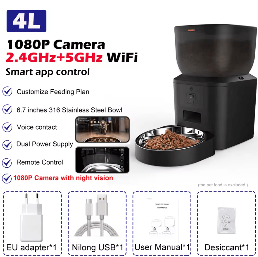 Furpipi VisionFeed Smart WiFi Automatic Pet Feeder with 1080P HD Camera