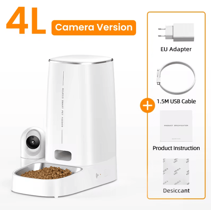 ROJECO SmartView 4L Automatic Pet Feeder with 360 Camera & WiFi Control