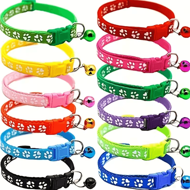 PawTag Soft Puppy ID Collar Set with Bells โ 12 Adjustable Whelping Collars
