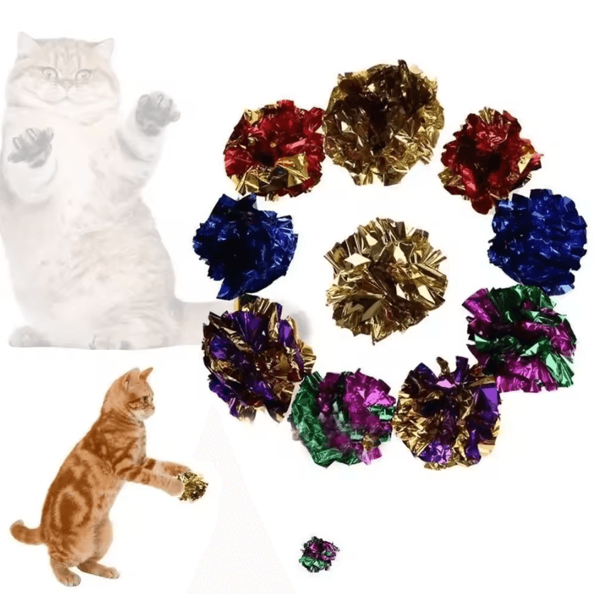 Mylar Crinkle Foil Ball Cat Toys for Interactive Indoor Play