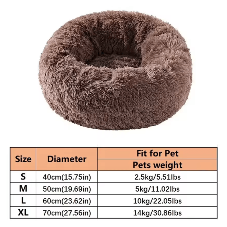 Calming Plush Faux Fur Donut Pet Bed for Cats & Small Dogs