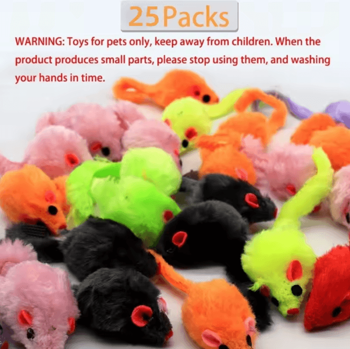 TinyHunter Plush Mouse Cat Toys – 25-Piece Interactive Play Set
