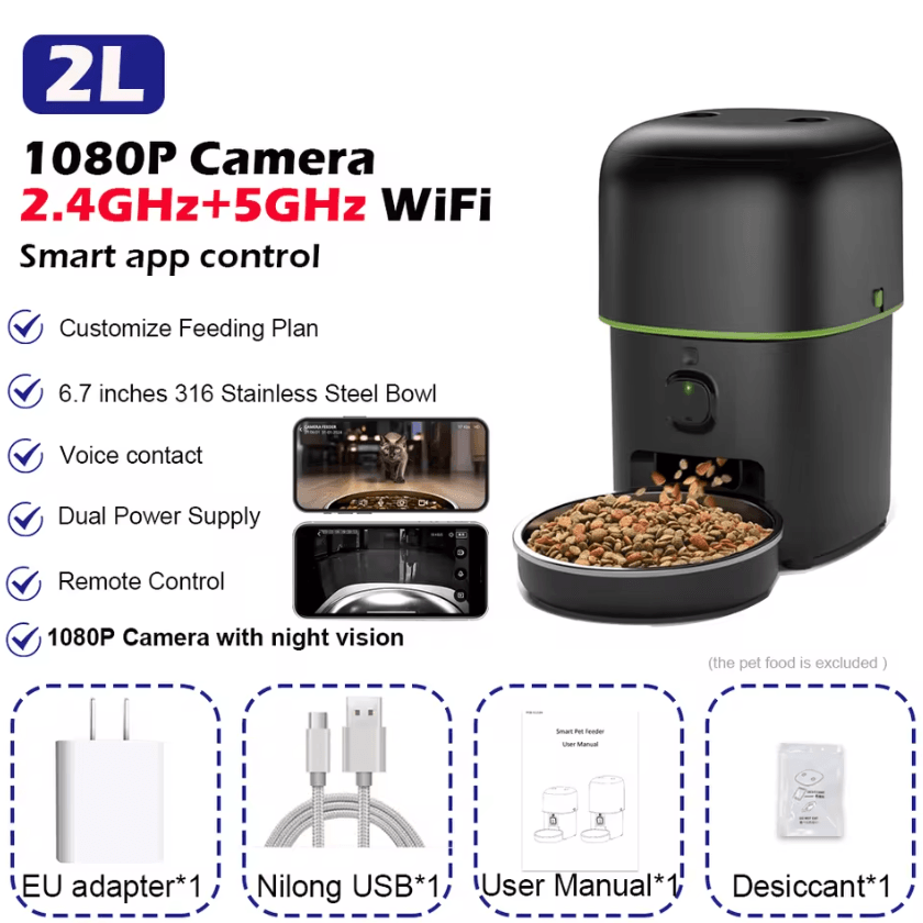 VisionServe WiFi Automatic Pet Feeder with Camera