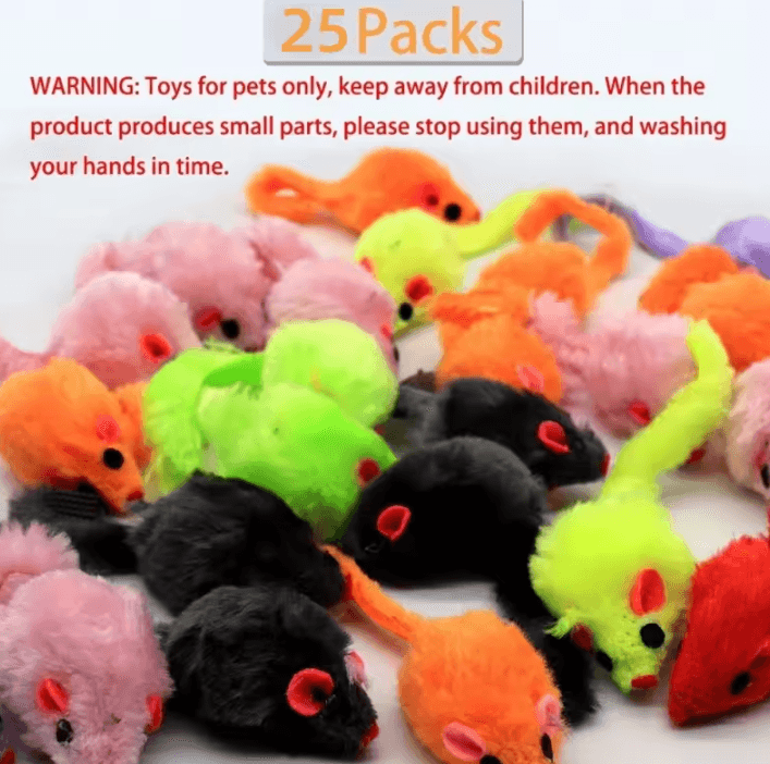 TinyHunter Plush Mouse Cat Toys – 25-Pack Interactive Soft Mice for Active Cats & Kittens