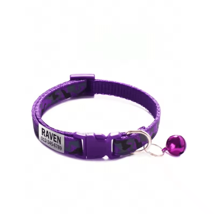 CamoPaws Personalized Pet Collar – Custom Name ID Collar with Bell for Cats & Small Dogs