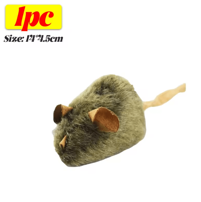 Plush Squeaky Mouse Toy Set – Interactive Cat Mouse Toy for Chasing, Hunting & Play