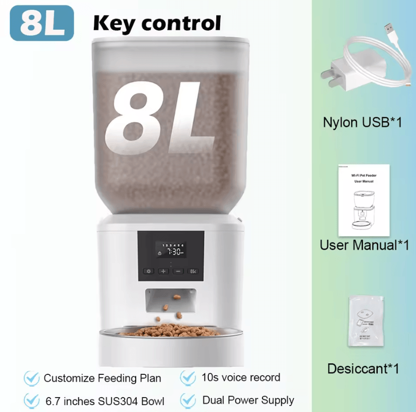 Furpipi SmartCam 8L Automatic Pet Feeder with 1080P WiFi Camera