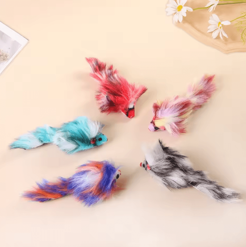 Colorful Plush Mouse Cat Toys Set – Interactive Hunting & Play Mice for Cats