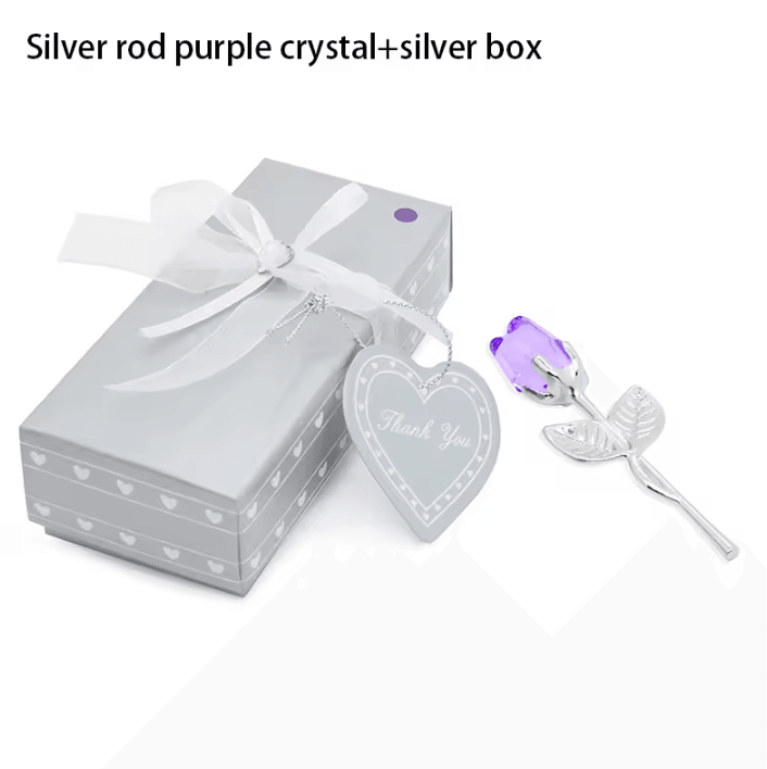 Crystal Rose Artificial Flower Gold and Silver Romantic Gift with Box for Wedding Valentine and Home Decor