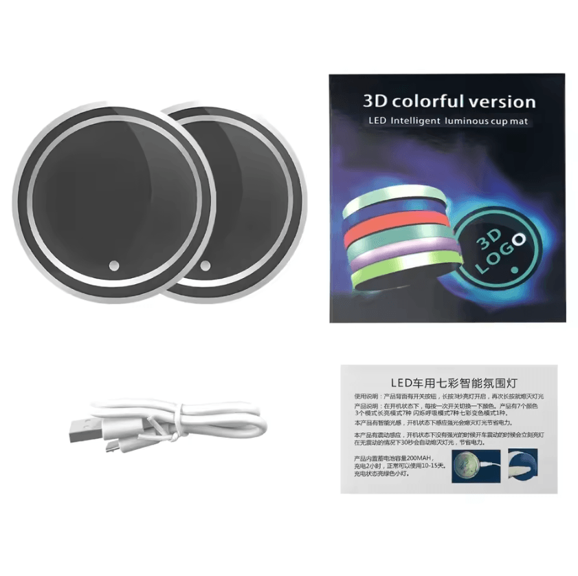 LED Car Cup Holder Coaster with Color Changing Ambient Light