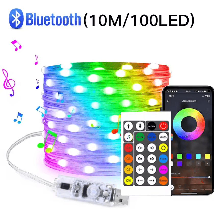 Smart Bluetooth LED Fairy Light Strip – Smart LED Fairy Lights with USB Power & Music Sync for Bedroom, Party & Holiday