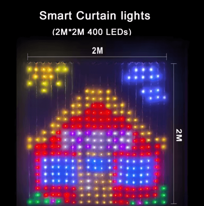 Smart RGB LED Curtain Lights – Smart LED Curtain Lights with App Control, Music Sync & DIY Patterns for Home & Party Dec