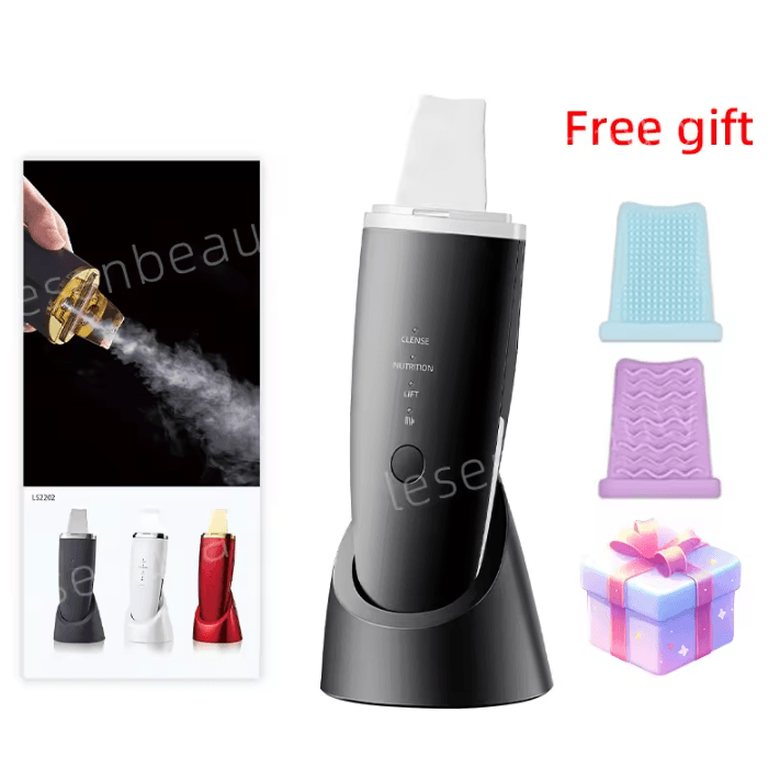 EMS Ultrasonic Skin Scrubber Face Spatula Blackhead Remover Facial Cleansing Device