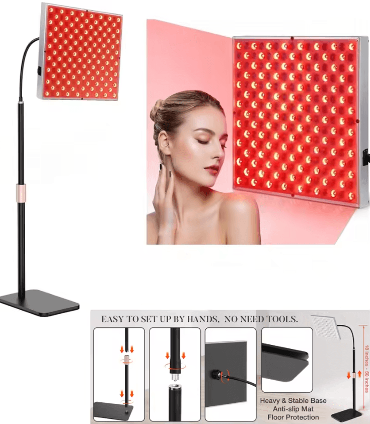 660nm & 850nm Red Light Therapy Panel with Adjustable Stand