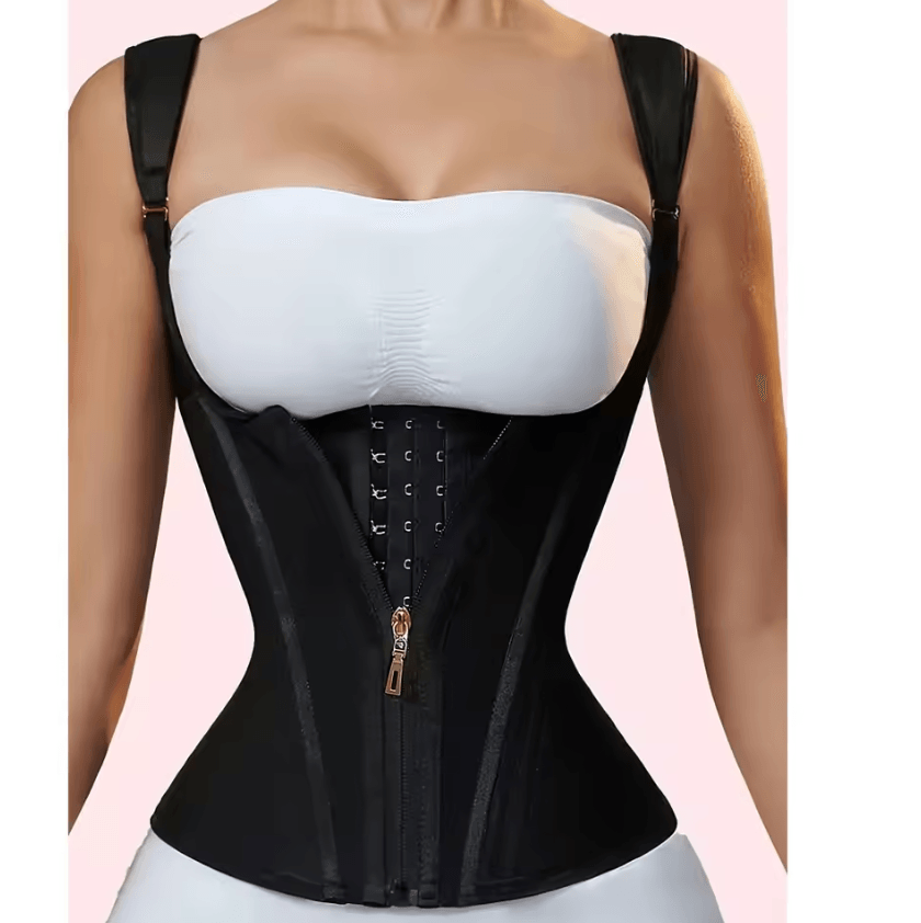 Plus Size Tummy Control Corset Vest for Women – Full Back Shapewear Vest with Zipper and Waist Cincher